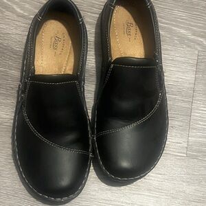 Bass Brock Black Leather Flats Slip-On Comfort side zipper 6